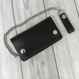 Real Genuine Leather Biker, Truck Long Chain Black Wallet